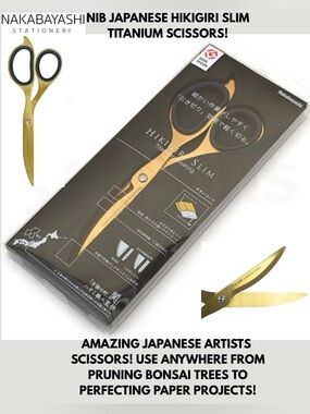 NIB NAKABAYASHI HIKIGIRI SLIM GOLD TITANIUM SCISSORS! 5 ⭐️ INCLUDES SAFE STORAGE